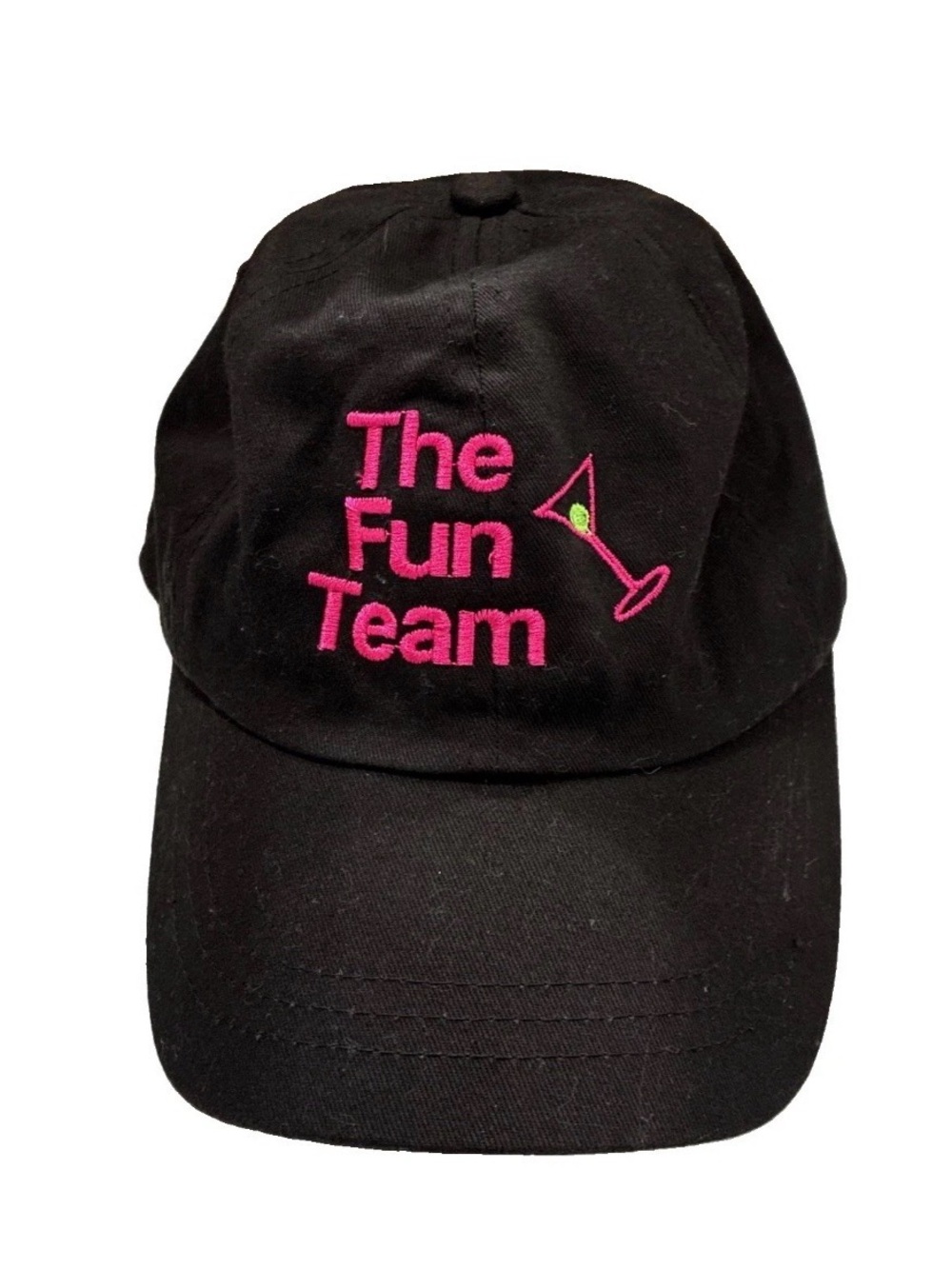 The Fun Team Party Hat Baseball Cap Black Hot Pink Unisex One Size Adj Strapback